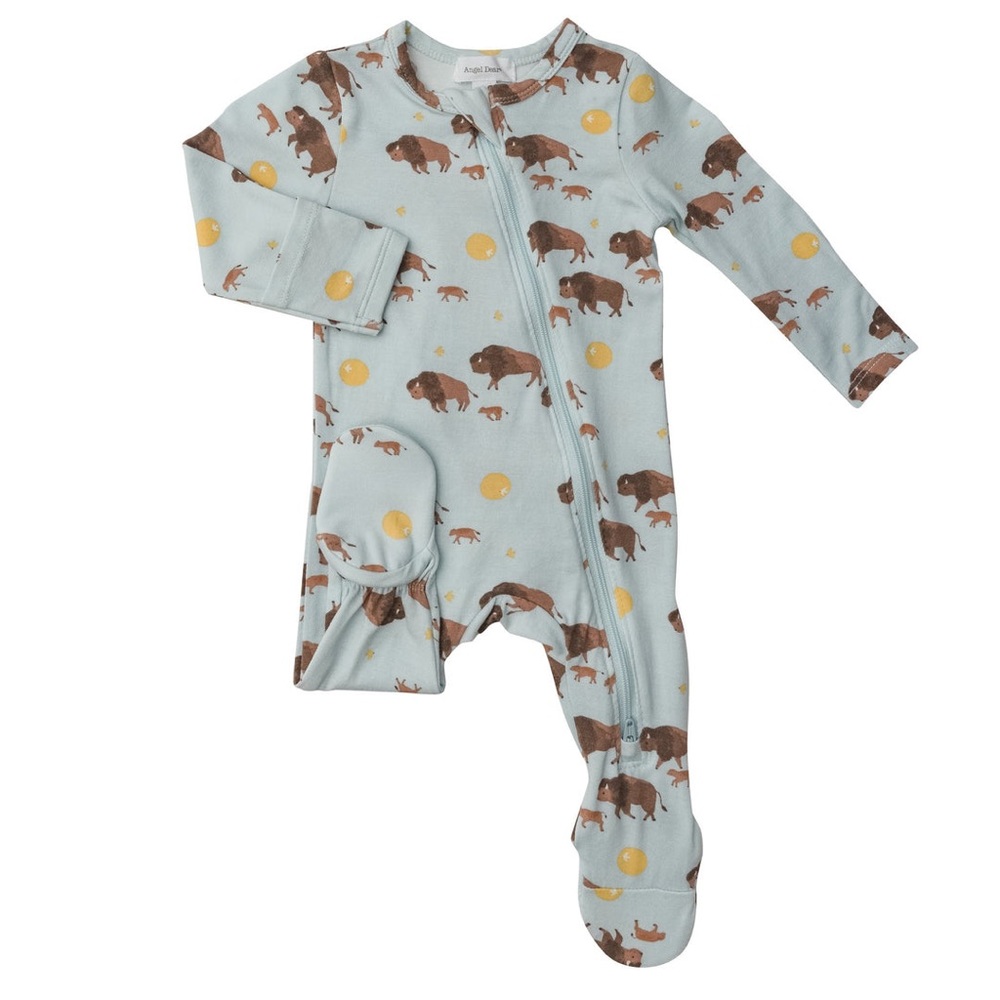 ANGEL DEAR unisex Bison Bamboo Two Way Zipper Footie